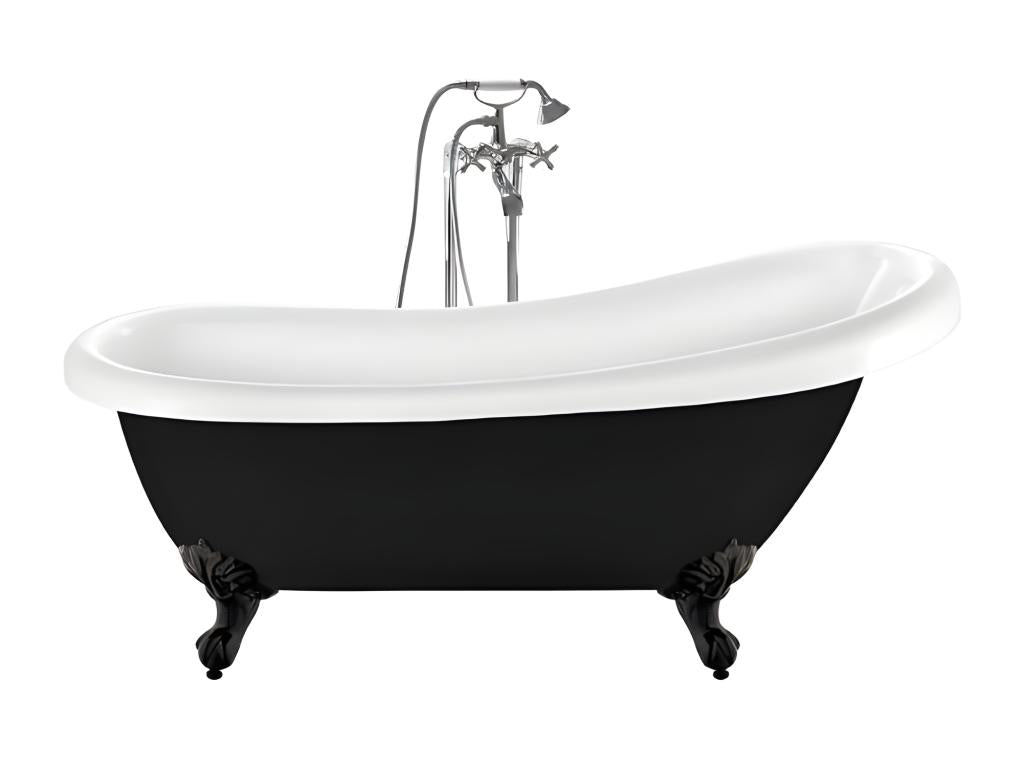 Baignoire ancienne rétro sur pieds Calmetop Noire 171 cm Pieds d'Aigle Noirs 58779VLTR