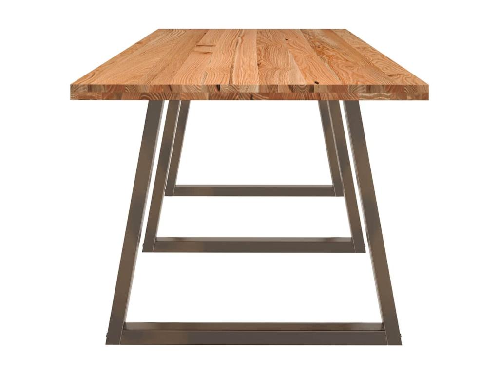 Table à manger marron clair bois de chêne massif rectangulaire 67919VWVJ