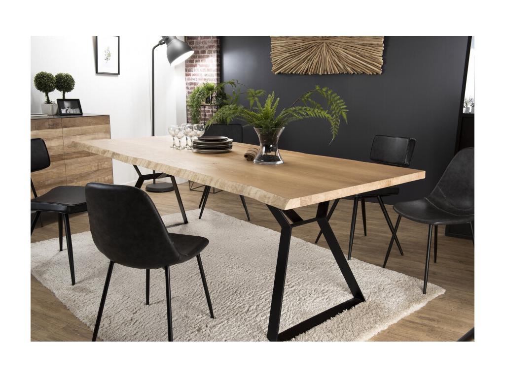 Nidchicshop - Table à manger rectangulaire 230x100cm bois chêne pieds métal noir 24583SZTC