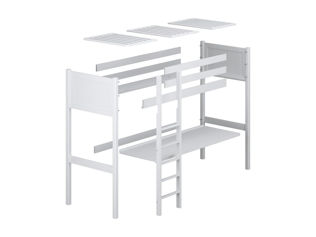 Lit mezzanine en bois - avec bureau N06 Noir / Chêne Naturel 90x190 12527HABM