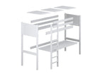 Lit mezzanine en bois - avec bureau N06 Noir / Chêne Naturel 90x190 12527HABM