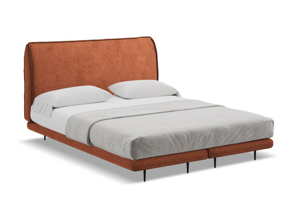 Lit rembourré 168x222 - en Chenille - terre cuite - Bohometop 70981BQSU