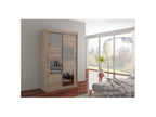 Petite armoire de chambre 2 portes coulissantes bois truffe et 4 miroirs Luko 120cm 34437WFNJ