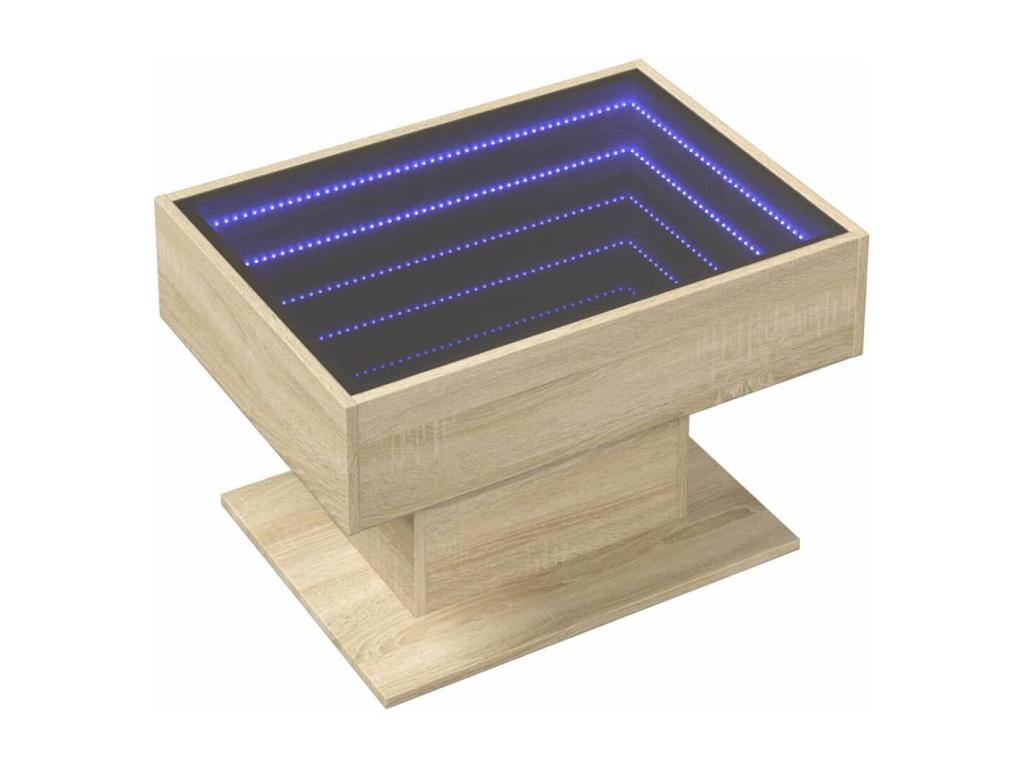 Table basse avec LED chêne Calmetop 70x50x45 cm bois d'ingénierie 87928ZJGW