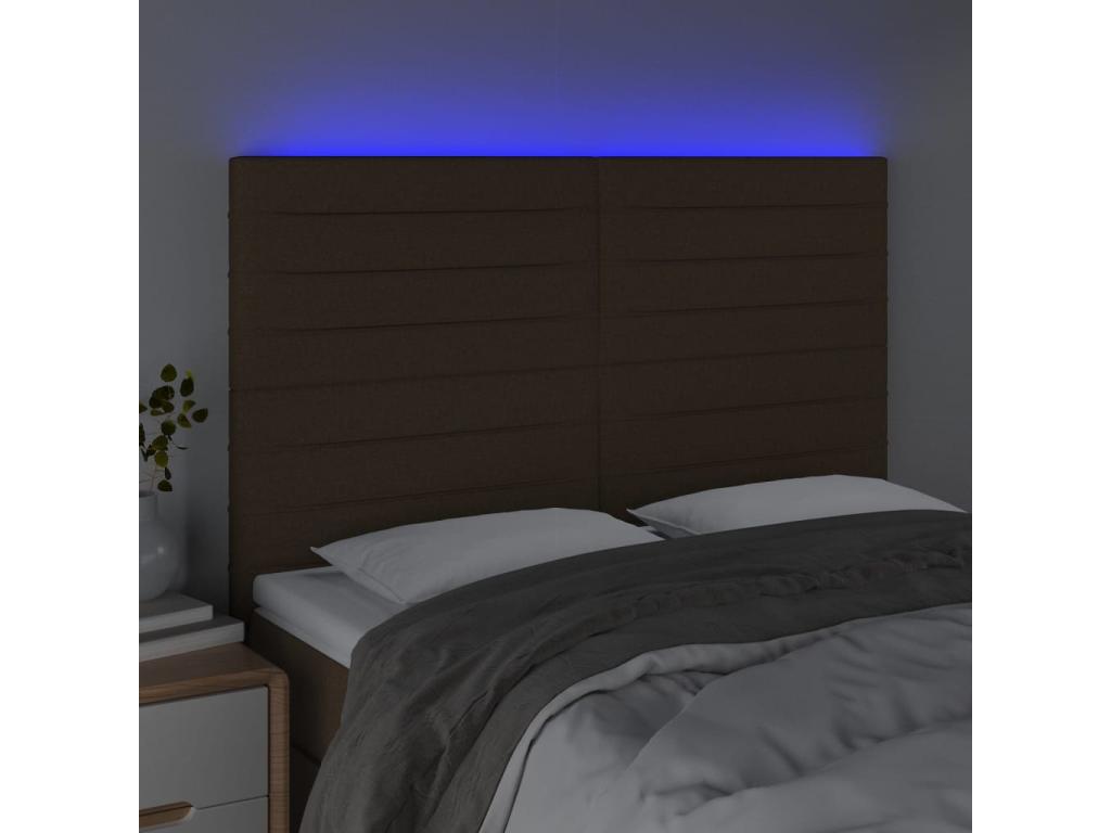 Tête de lit à LED Marron foncé 144x5x118/128 cm Tissu 29794VPTG