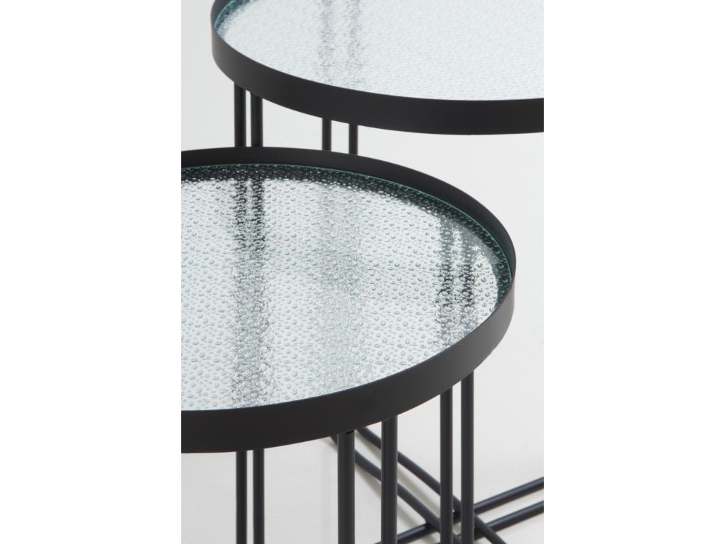 Ensemble de 2 tables d'appoint en métal avec verre 49239HVYU