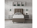 Lit design 80x190 avec tête de lit coussin matelassé simili cuir marron Andry- 09492XJRI
