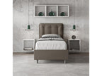Lit design 80x190 avec tête de lit coussin matelassé simili cuir marron Andry- 09492XJRI