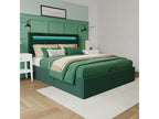Lit Coffre 140x200cm - Rangement et éclairage LED - Sommier à Nidchicshop - Tête de Lit réglable - Vert 57949WSHR