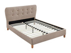 Lit 140x190 cm avec tête de lit capitonnée - Tissu - Beige - Calmetop 48425KROZ