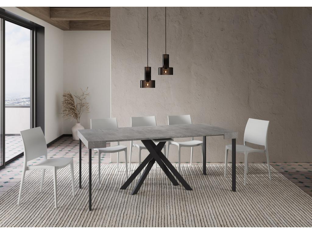 Console extensible 90x40/196 cm Calmetop Small gris béton pieds anthracite 64561SMDE