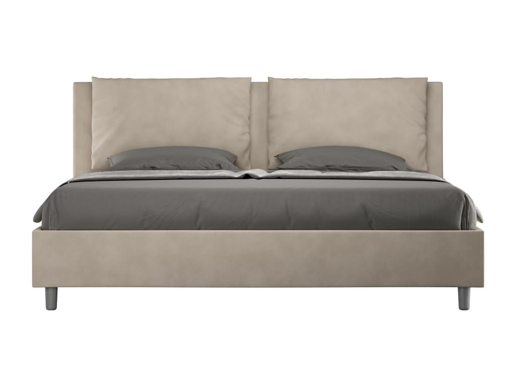 Lit sans sommier rembourré 180x200 microfibre sable Nidchicshop 25493LIAY
