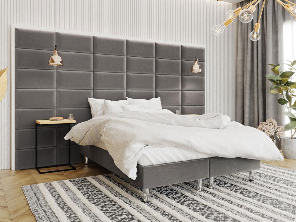 Lit continental Bohometop 101 Double Continental Gris 180x200 Tapisserie 180x200x47cm 66584LJMC