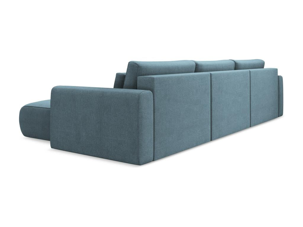 Canapé d'angle panoramique convertible en tissu texturé - bleu clair - Nidchicshop 50019GPHA