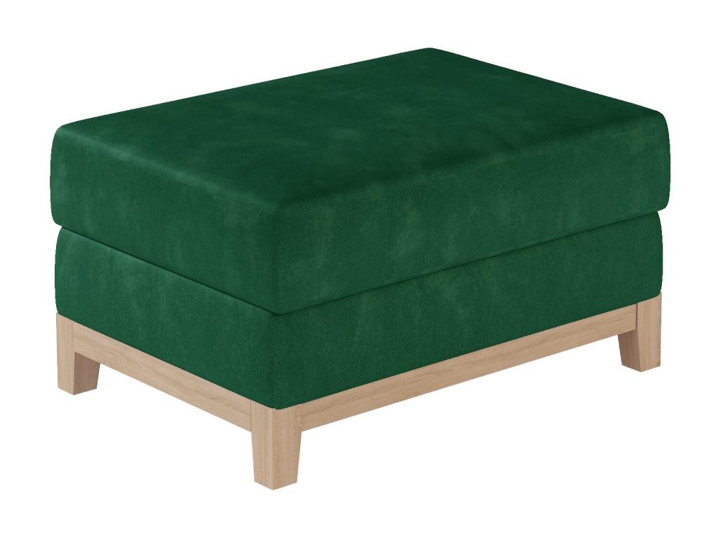 Pouf tissu vert foncé et pieds en bois de hêtre Calmetop 100cm 99342BRVP