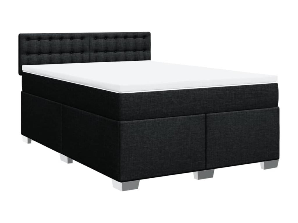 Sommier à Nidchicshop de lit avec matelas Noir 140x200 cm Tissu 68268AFAW
