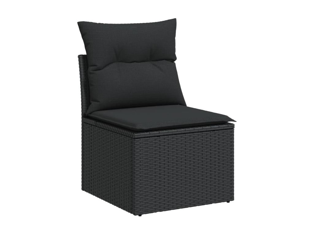Salon de jardin 12 pcs avec coussins noir résine tressée 55772YMMB