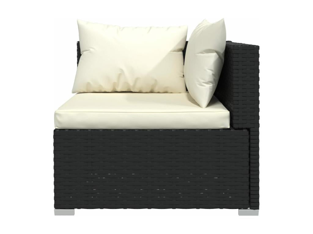Canapé 3 places avec coussins Noir Résine tressée 2 58260WOKF