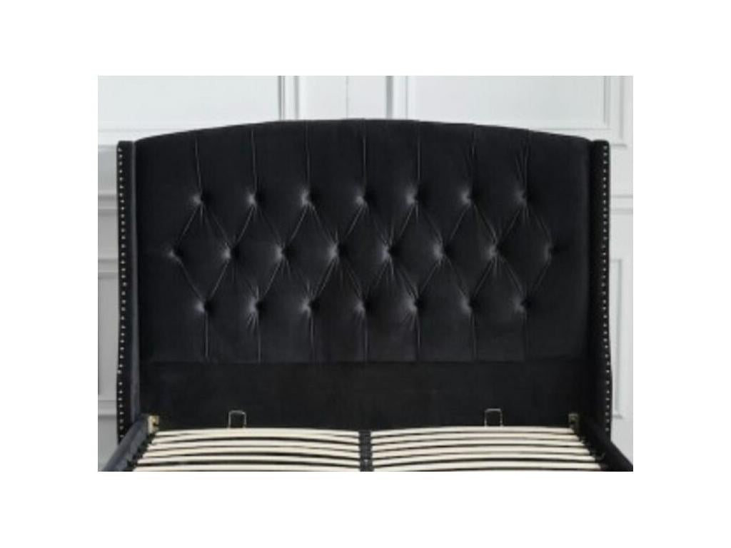 Lit coffre capitonné losange velours Calmetop-Couleur Noir-160x200 61647KWLV