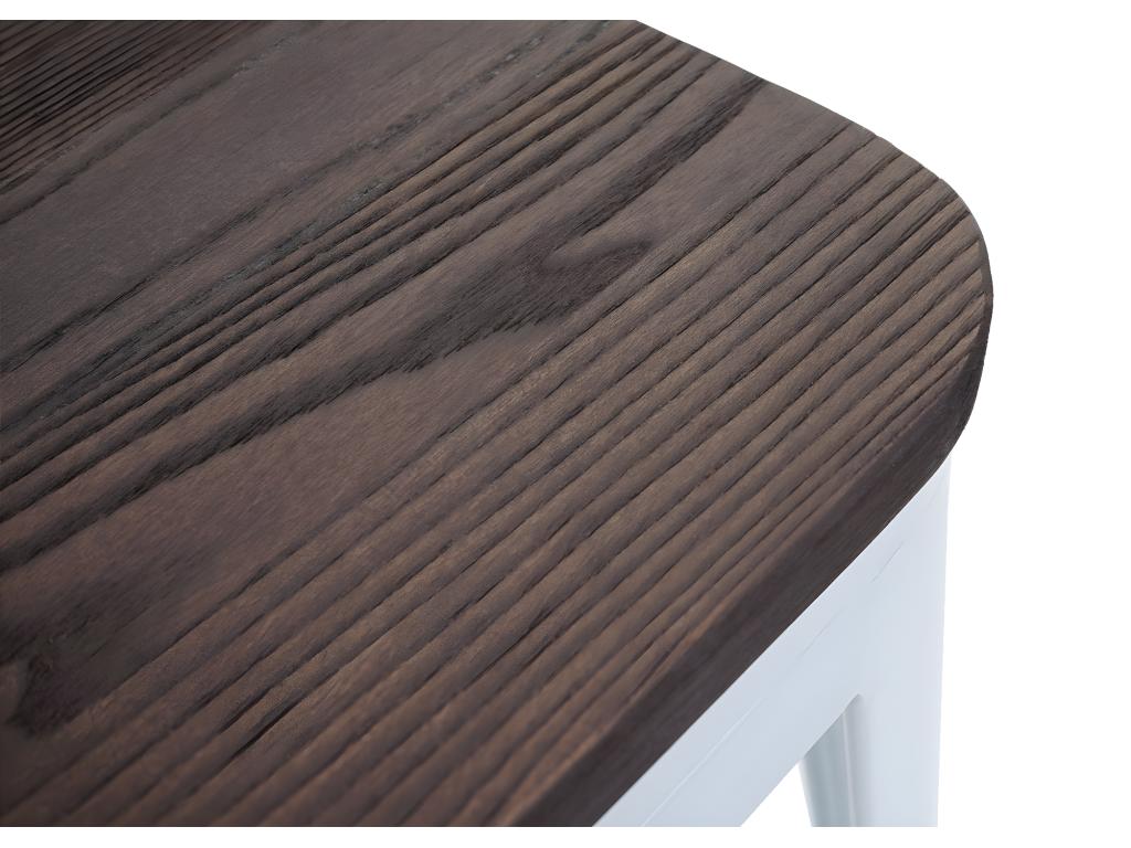Tabouret Nidchicshop-A73 avec siège en bois et dossier métal style industriel - blanc 09797TEZL