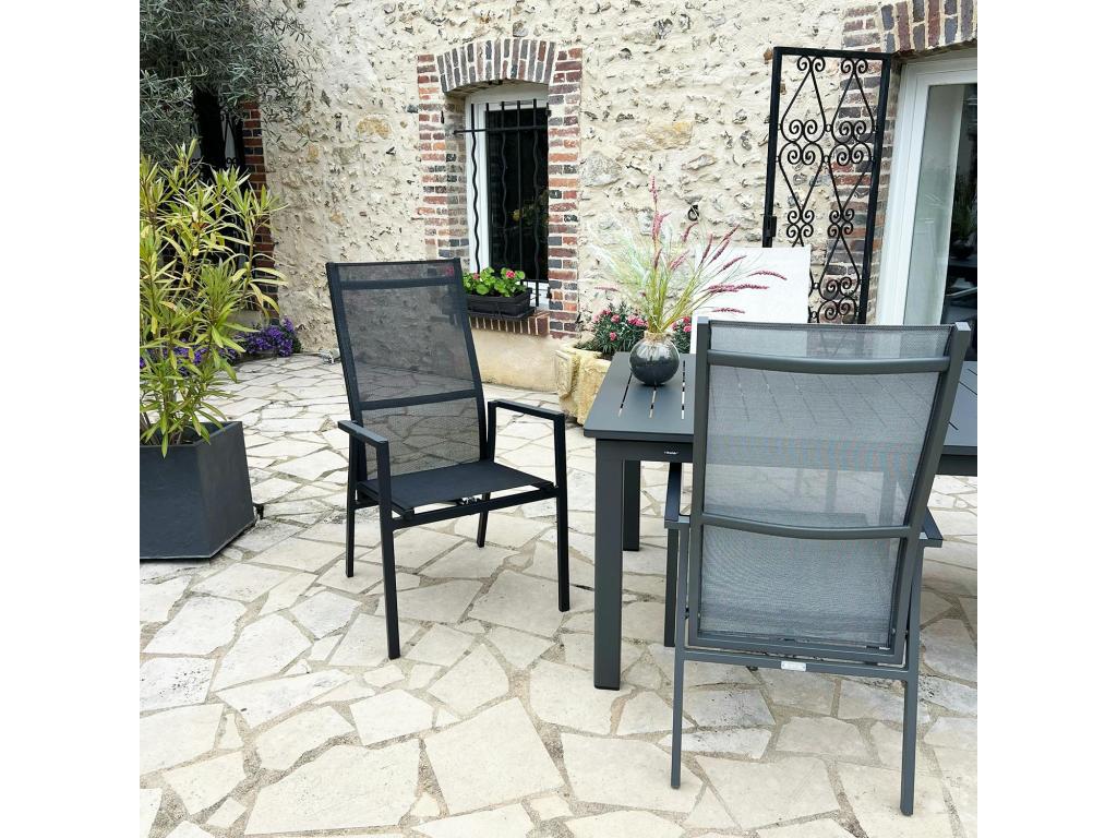 Fauteuil de jardin en aluminium avec dossier réglable noir lot de 2 Nidchicshop 77414SPJF