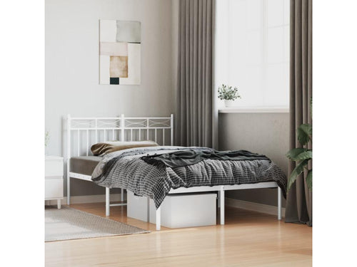 Cadre de lit métal avec tête de lit blanc 120x190 cm 69972VUNU