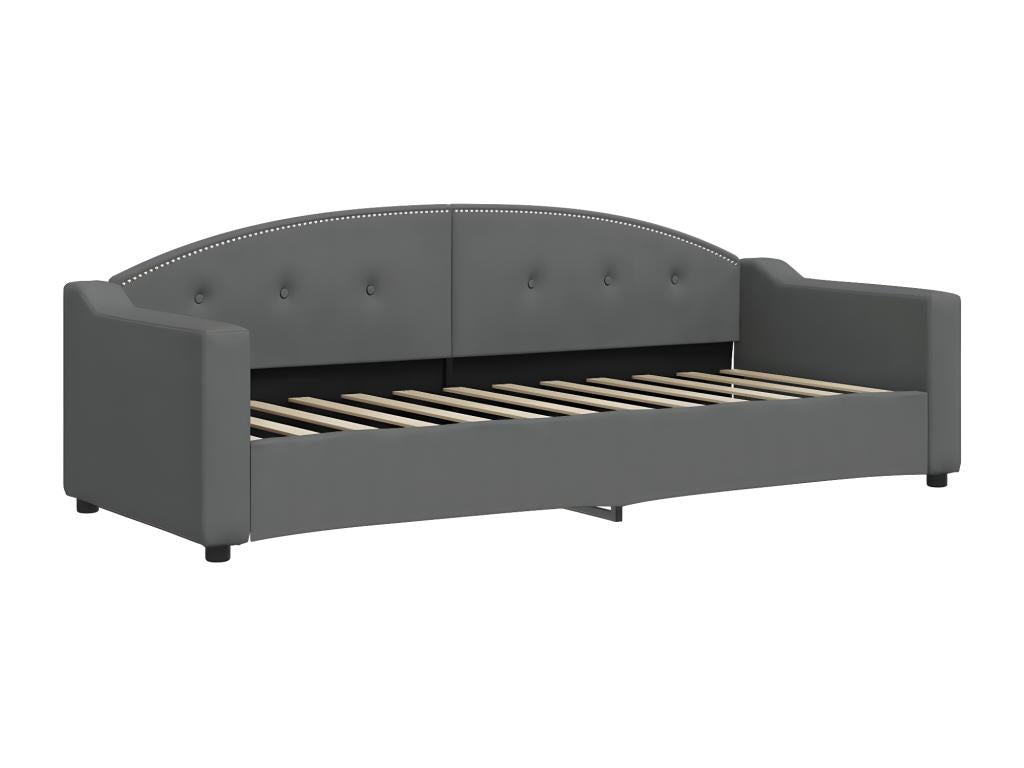 Lit de jour avec gigogne et matelas gris foncé 80x200 cm tissu 08418PSFN
