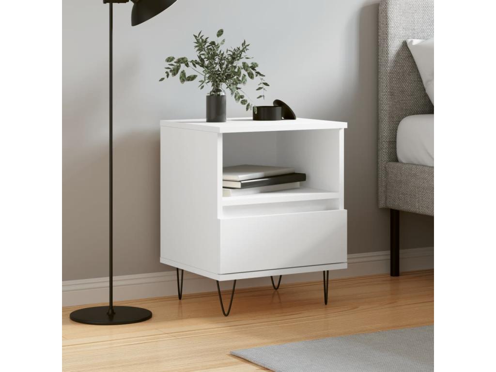 Table de chevet Blanc 40x35x50 Bois d'ingénierie 49134YKJE