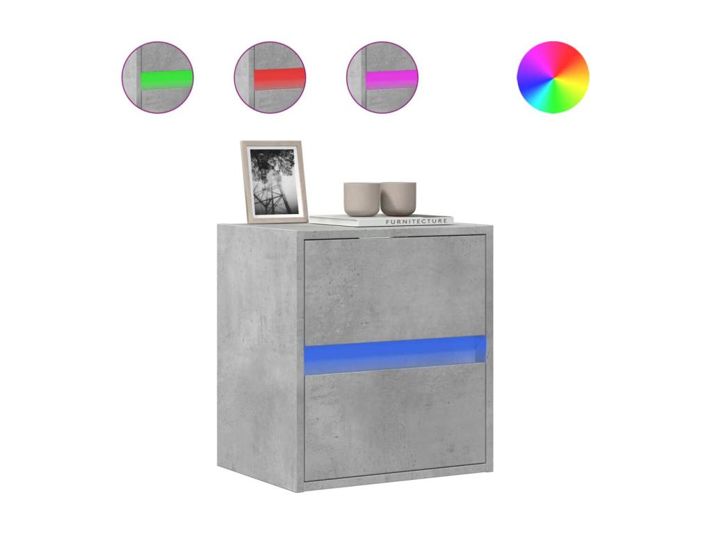 Meuble TV mural avec Calmetopères LED gris béton 41x31x45 cm 91730XLXV