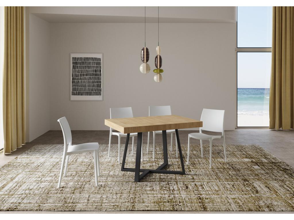 Table extensible 90x130/390 cm Calmetop chêne nature pieds anthracite 84595MUAF