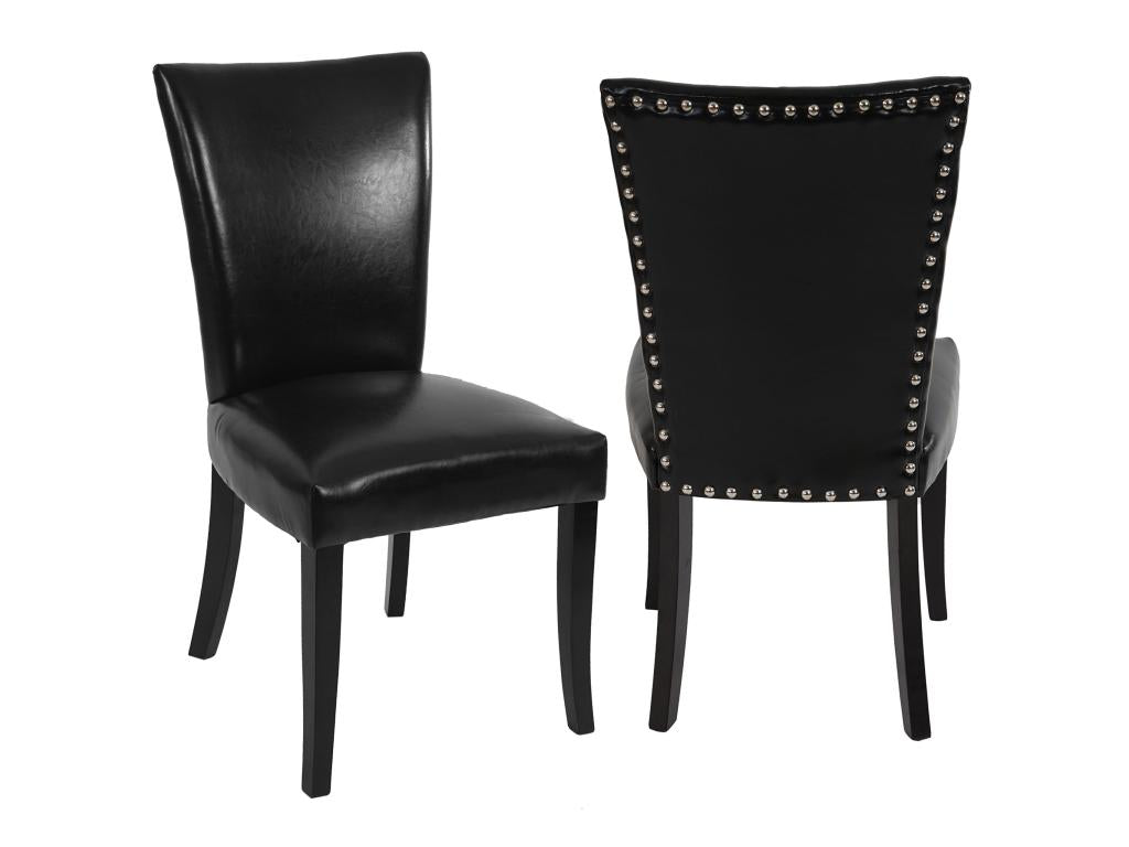 Chaise de salle à manger Edinburgh lot de 2 similicuir noir pieds foncés 57229ZHVW