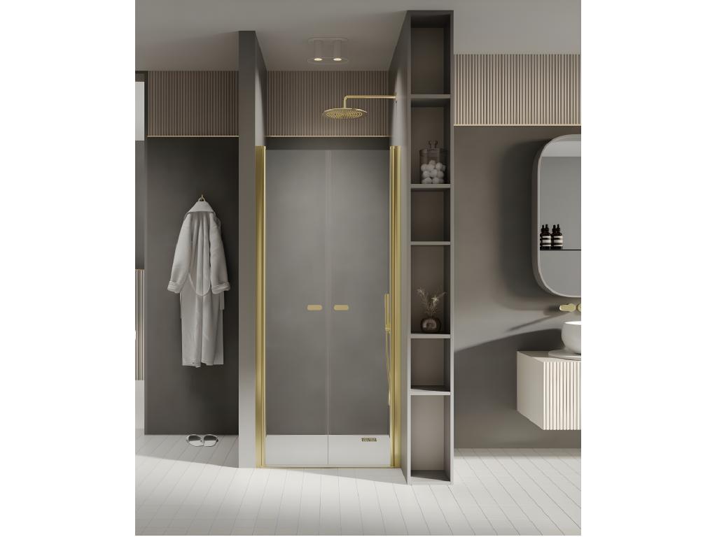 Porte de douche battante 130 cm doré Calmetop 63095PBBR