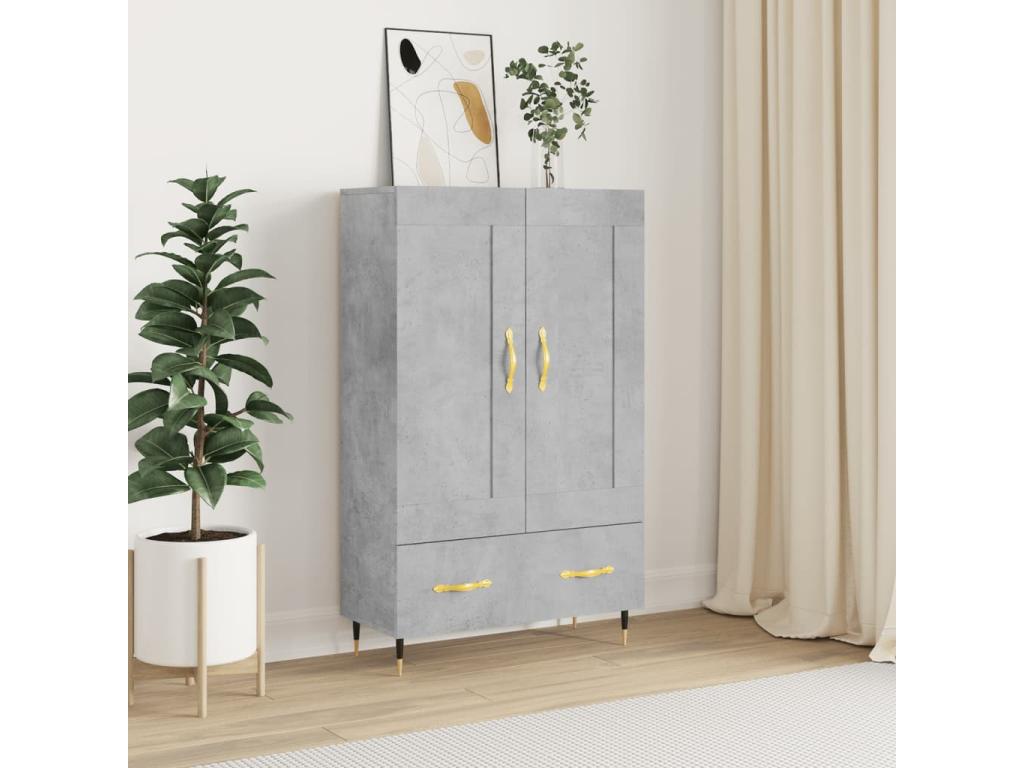 Buffet haut gris béton 69.5x31x115 cm bois d'ingénierie 55516MIPD
