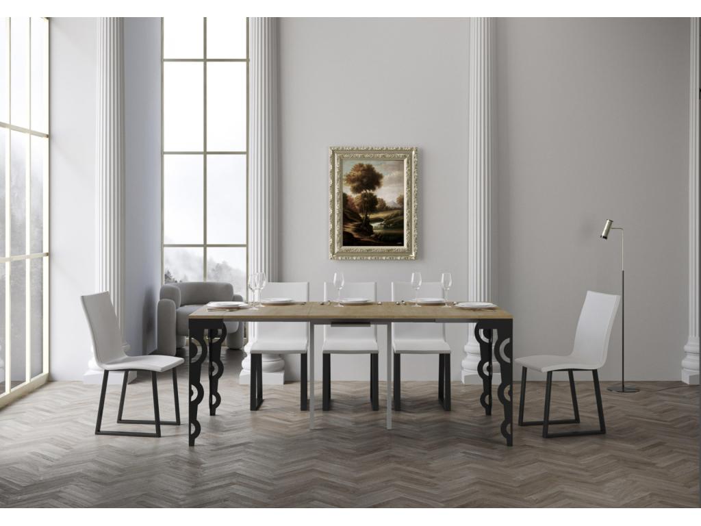 Console extensible style oriental Agadir 90x40-196 ou 90x40-300-Couleur Naturel-3 rallonges 78304URUA