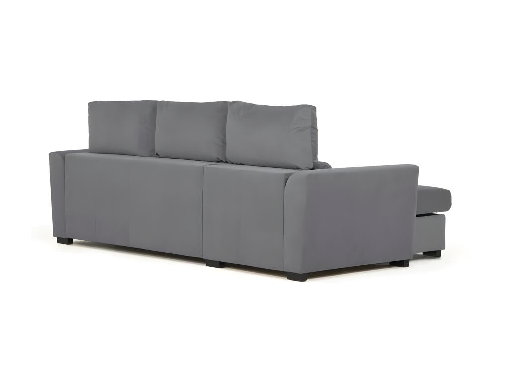 Canapé méridienne 3 places réversible en polyester gris clair 50089ZHKO