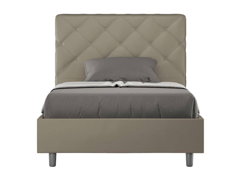 Lit 1 place et demi avec sommier rembourrée 120x210 similicuir cappuccino Nidchicshop 70031YDDI