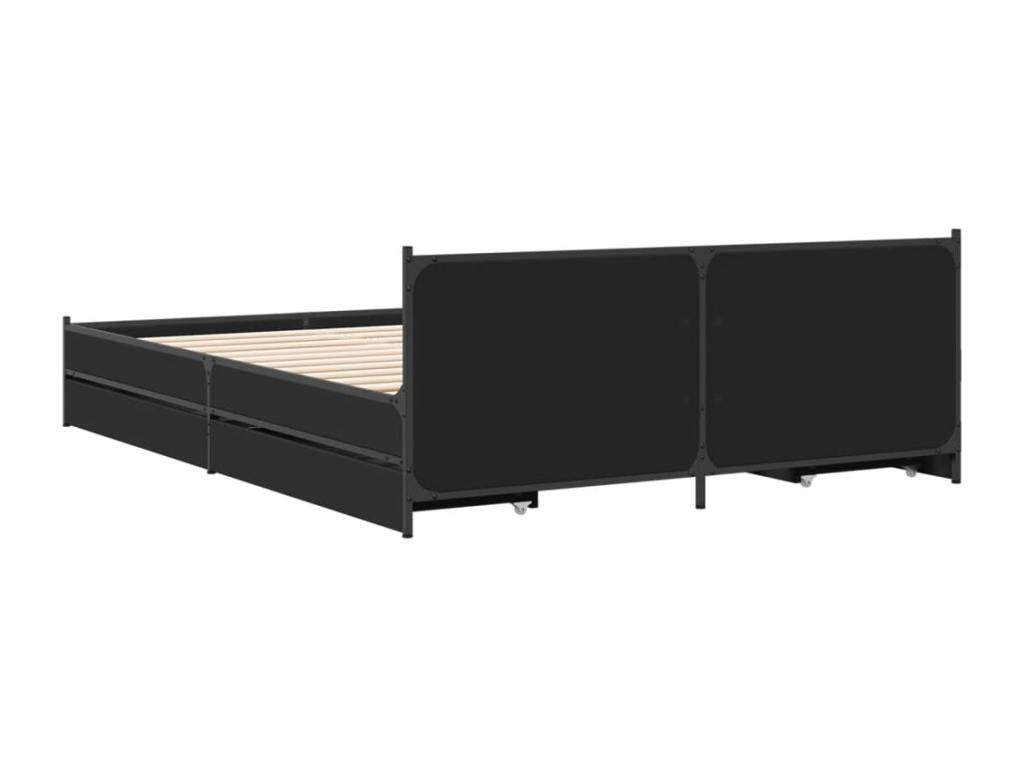 Cadre de lit et tiroirs noir 120x190 cm bois d'ingénierie 68923DEVS