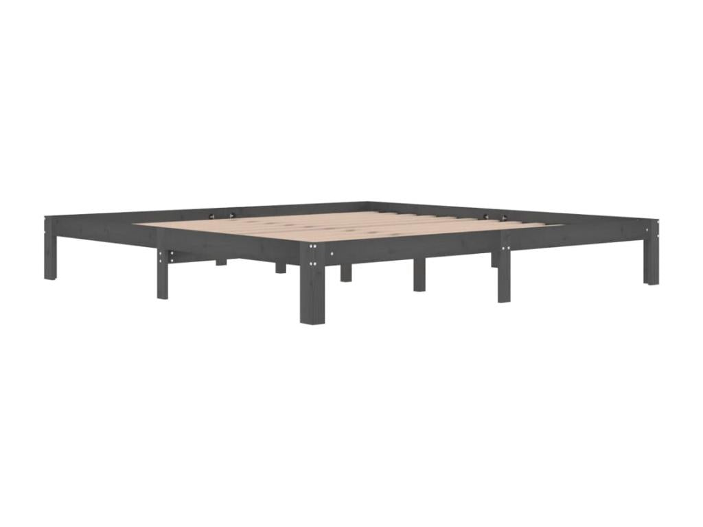 Cadre de lit sans matelas bois massif de pin gris 200x200 cm 31673SJWK