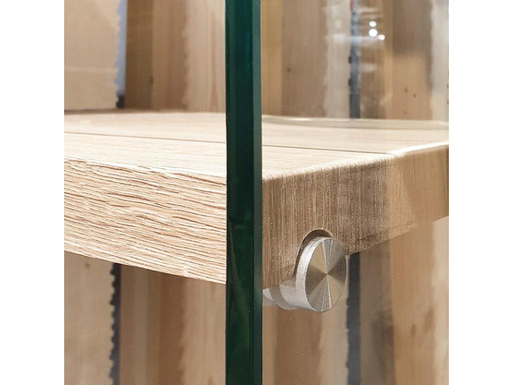 Console en verre trempé L- 125 cm étagère décor chêne clair - Calmetop 60369WBQX