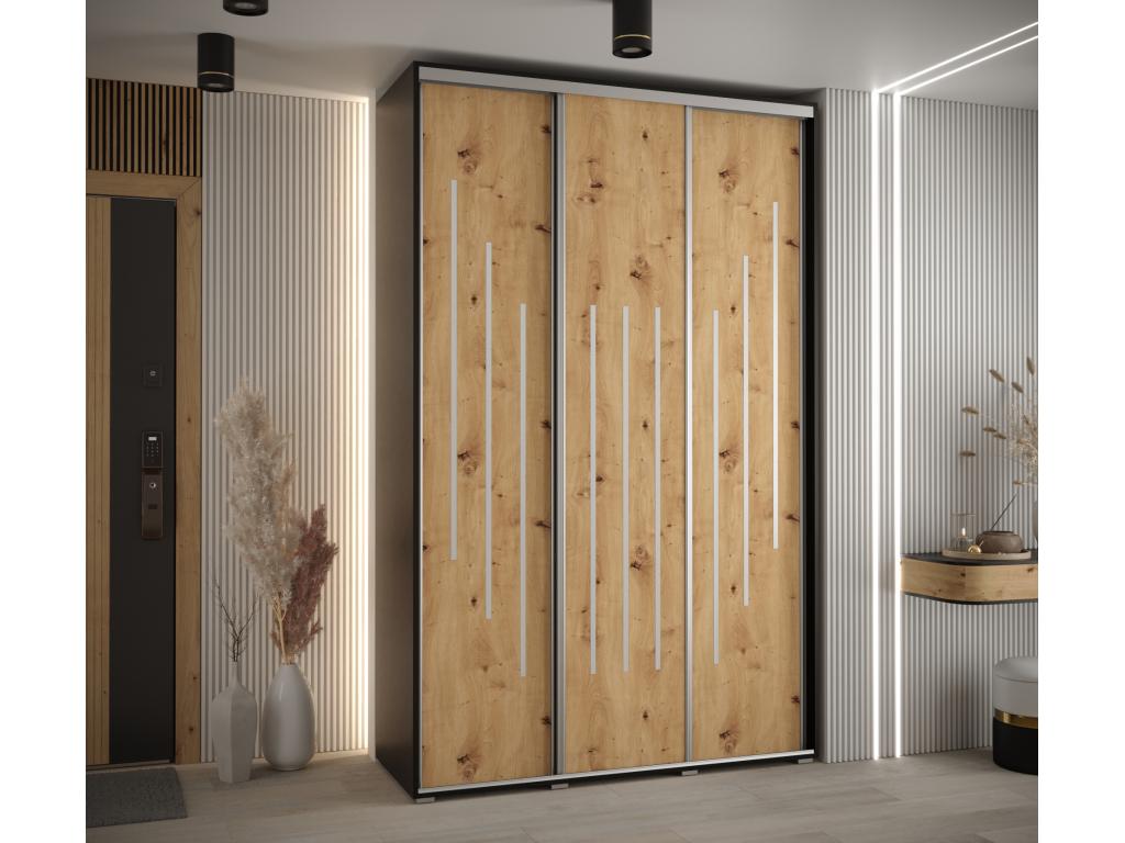 ARMOIRE Nidchicshop 8 À PORTES COULISSANTES 235.2/150/60 3 portes Noir/Nidchicshop/Argent 27273EKXV