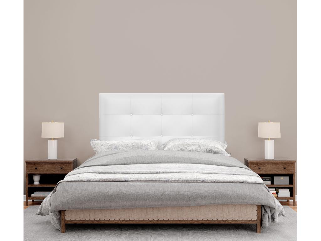 Calmetop Tête de Lit en Similicuir Capitonnée 105x115cm avec Pieds Lit 105 - Blanc 66718MCNX
