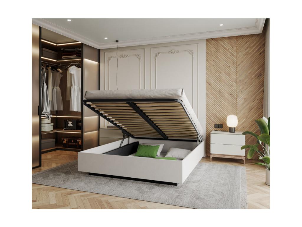 Lit coffre Calmetop 140x190 cm avec sommier à Calmetop relevable Blanc 50561FUUB