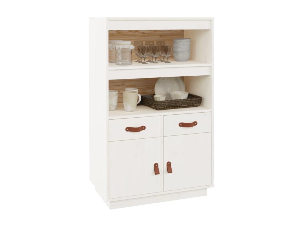 Buffet haut Blanc 67x40x108,5 cm Bois massif de pin 03451XTAP