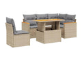 Salon de jardin avec coussins 6 pièces beige résine tressée 09141EDXM