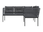 Canapé de jardin avec coussins forme de L noir acier textile 58181VKAW