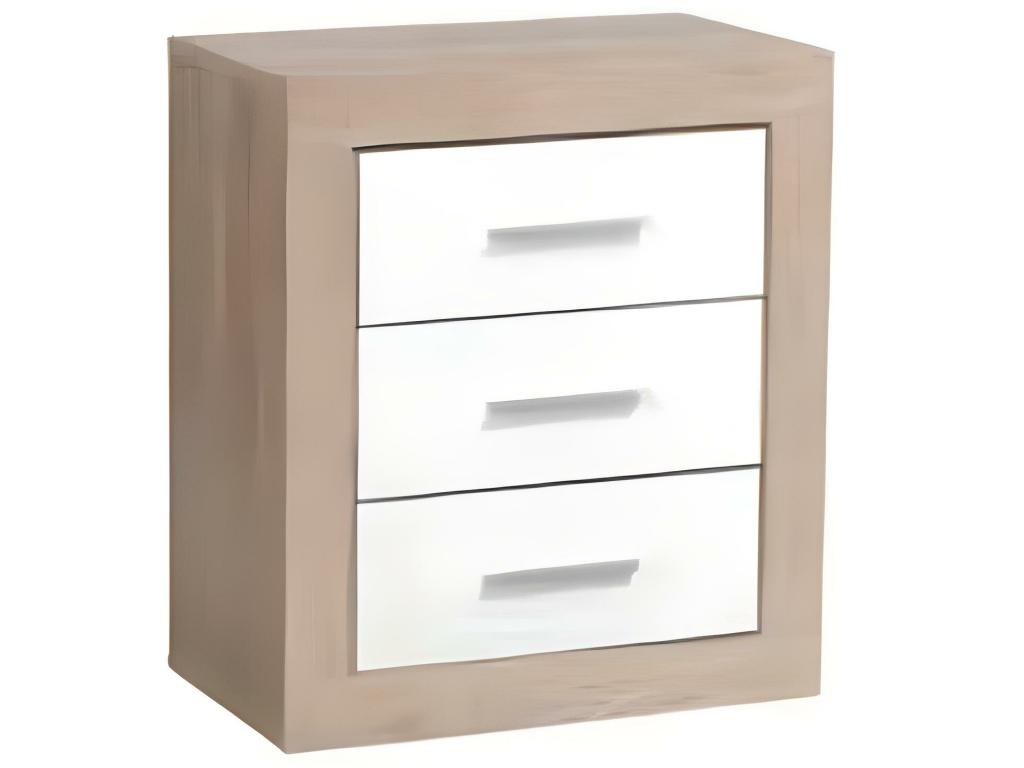 Table de chevet de 3 tiroirs coloris Chêne Nidchicshop / Blanc - Longueur 54 x profondeur 35 x hauteur 62 cm 58323MEKF