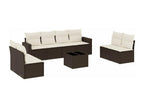 Salon de jardin avec coussins 9 pièces marron résine tressée 26286WCFK