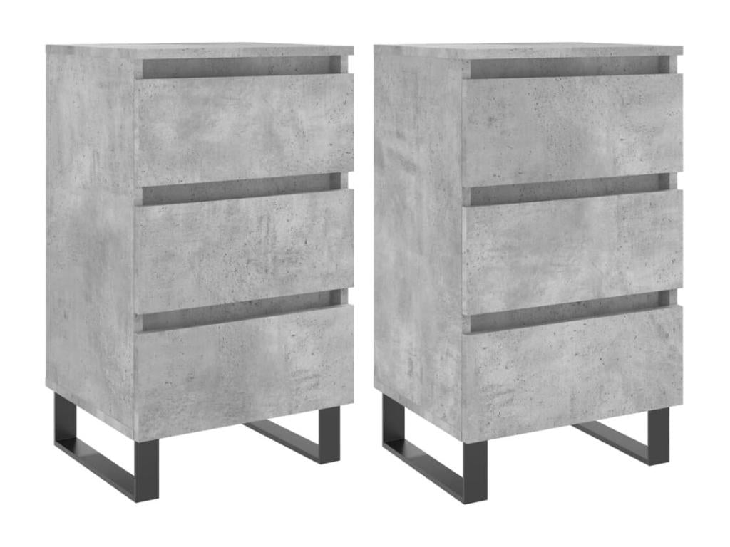 Tables de chevet 2 pcs gris béton 40x35x69 cm bois d'ingénierie 40333ZFAC