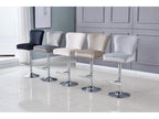 Tabouret capitonné velours et pied chromé Calmetop - Lot de 2-Couleur Gris clair 83340JWYO