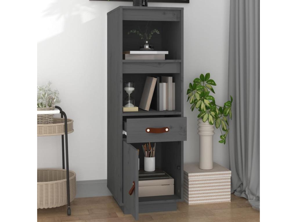 Buffet haut Gris 34x40x108,5 cm Bois massif de pin 86951FHSS